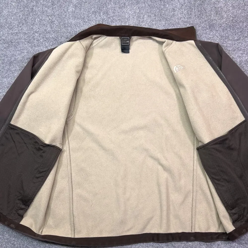 The North Face Jacket Mens Large Brown Softshell Fleece Lined Full Zip Hiking